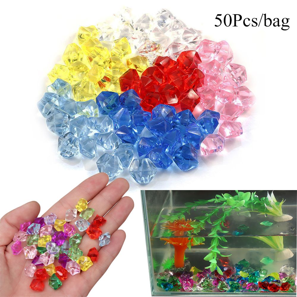 Marine Aquarium Cube - 50Pcs/bag Colorful 1.4*1.1cm Aquarium Acrylic Stones