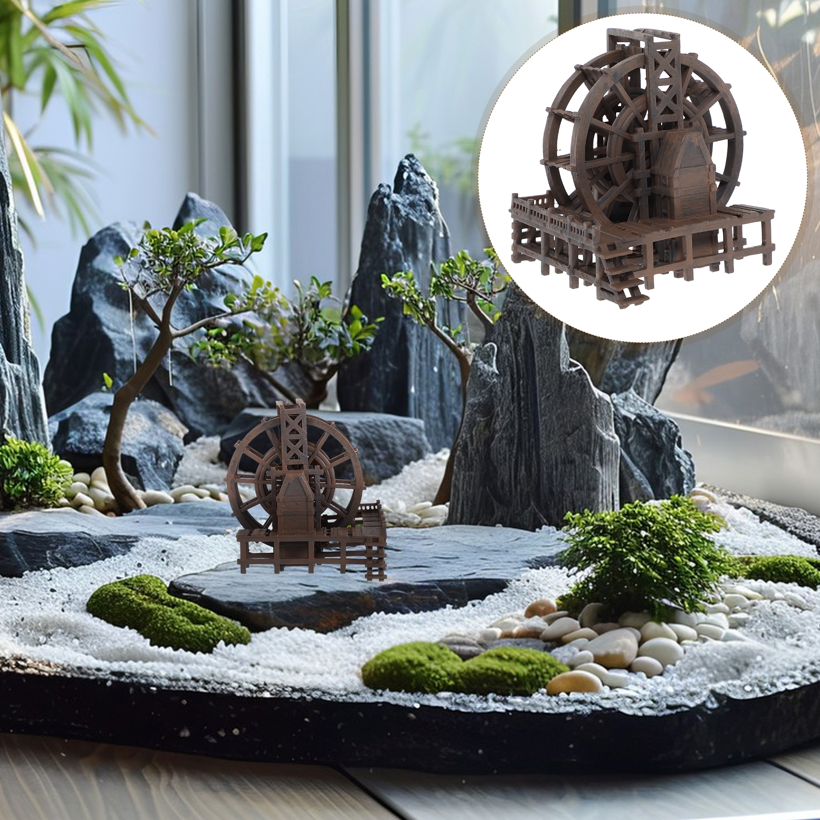 Miniature Water Wheel Ornament - Marine Aquarium Mini 评论和价格