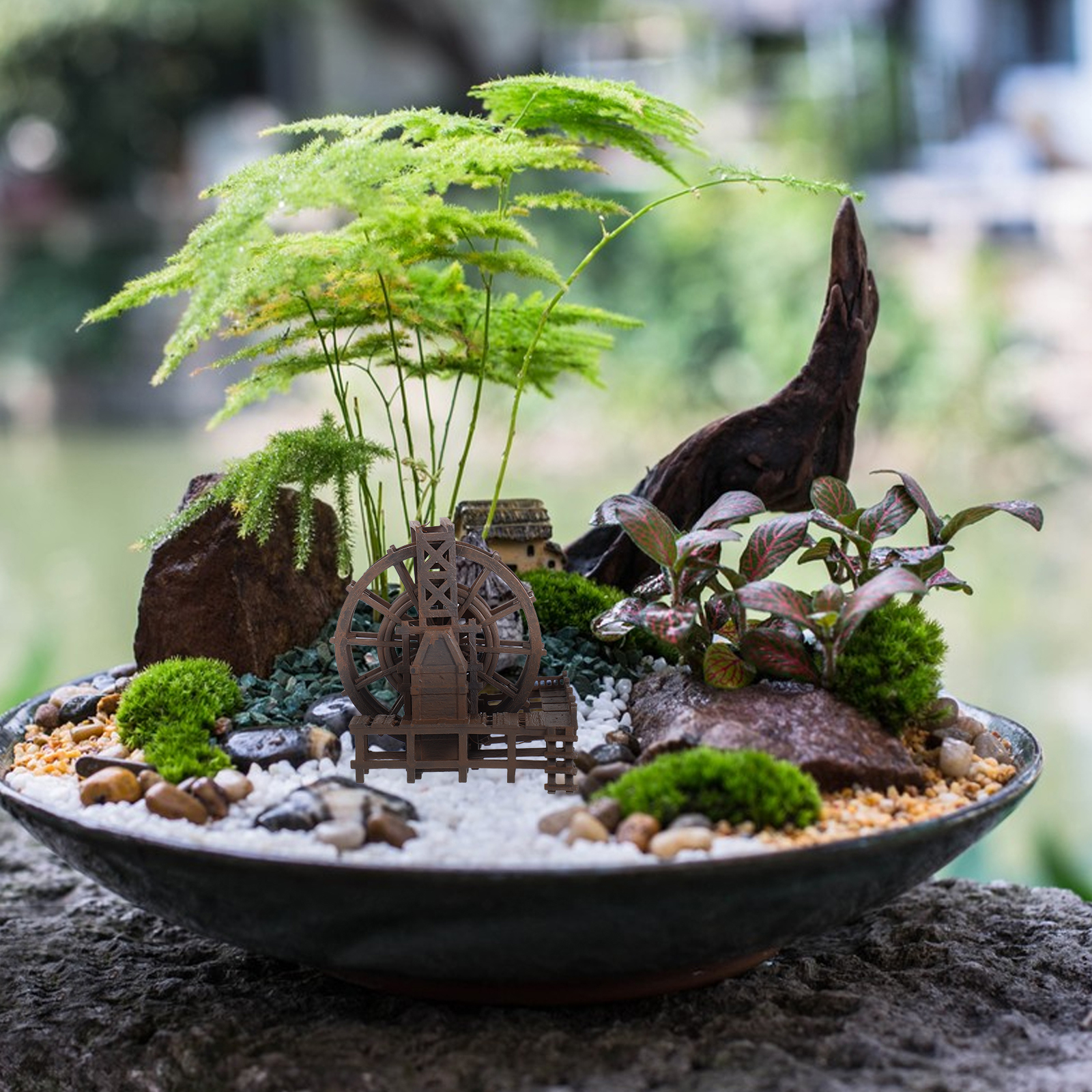 Miniature Water Wheel Ornament - Marine Aquarium Mini 评论和价格