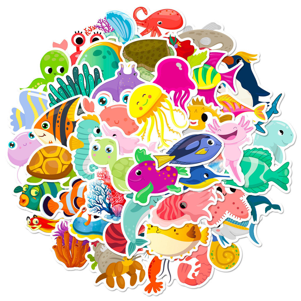 50Pcs Marine Life Stickers Dol - Marine Aquarium & Regional Centre Photos 评论和价格