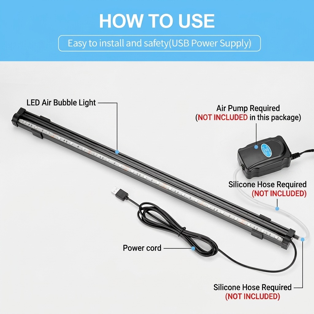 USB LED Aquarium Air Bubble Li - Marine Aquarium Lamp 评论和价格